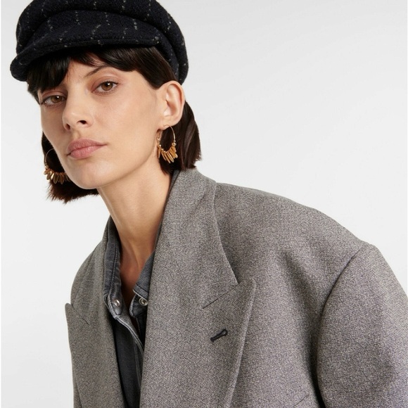 New Isabel Marant Evie Wool-tweed Cap Gray Newsboy Sz 57 MSRP $385 - Picture 3 of 4